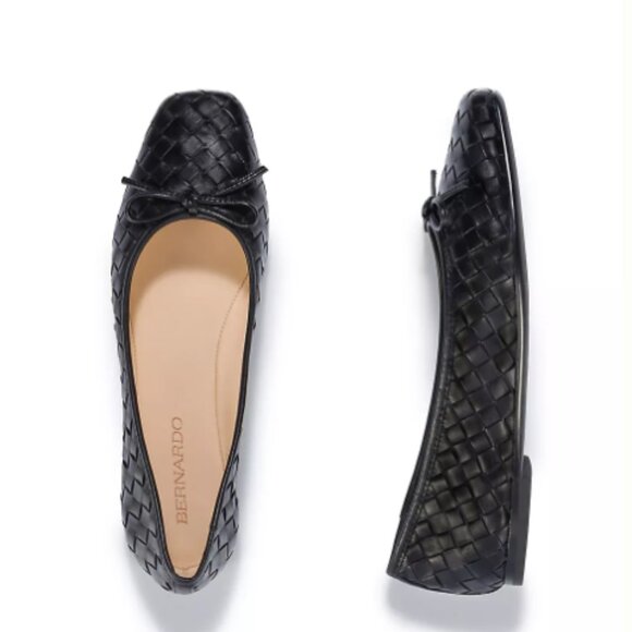 NEW BERNARDO Made In Brazil Leather Gwynn Woven Ballet Flats in black 725 6j3 - Picture 2 of 11
